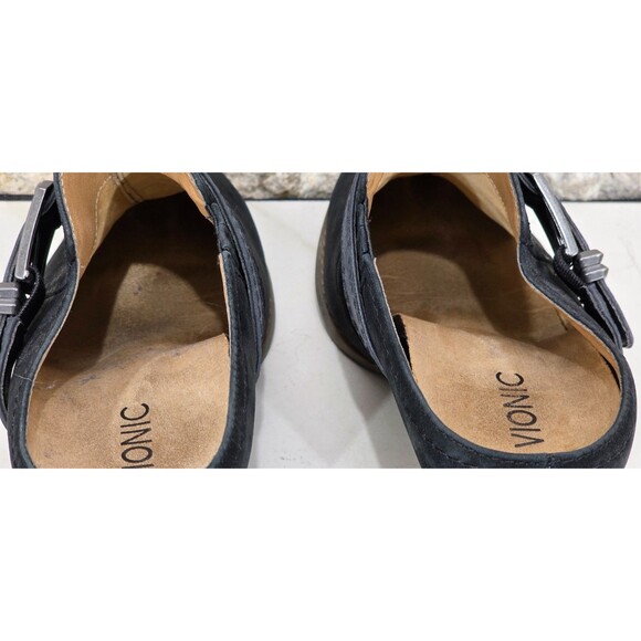Vionic Cheyenne Mules Nubuck Stacked Heel Western Clogs Black Comfort Women's 8 - Picture 7 of 13